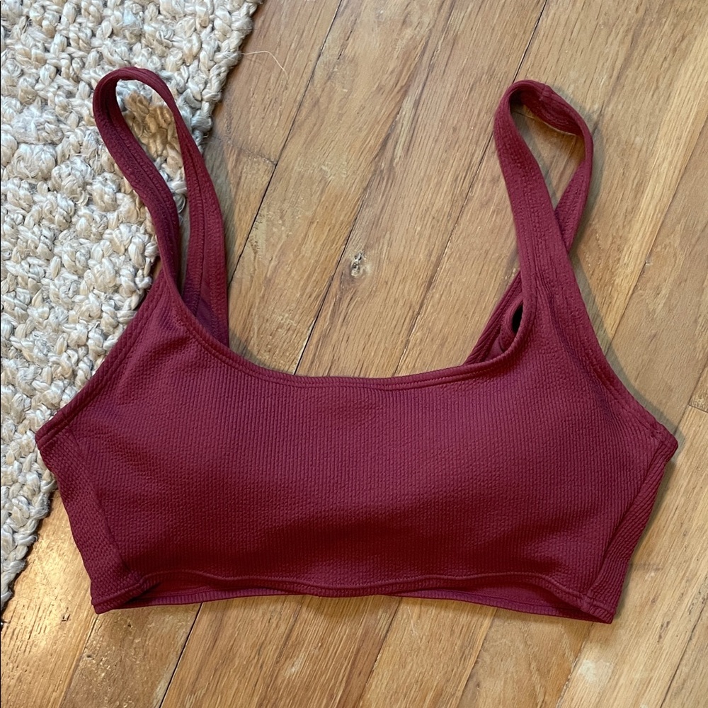 Burnt Burgundy Ribbed Swim Top